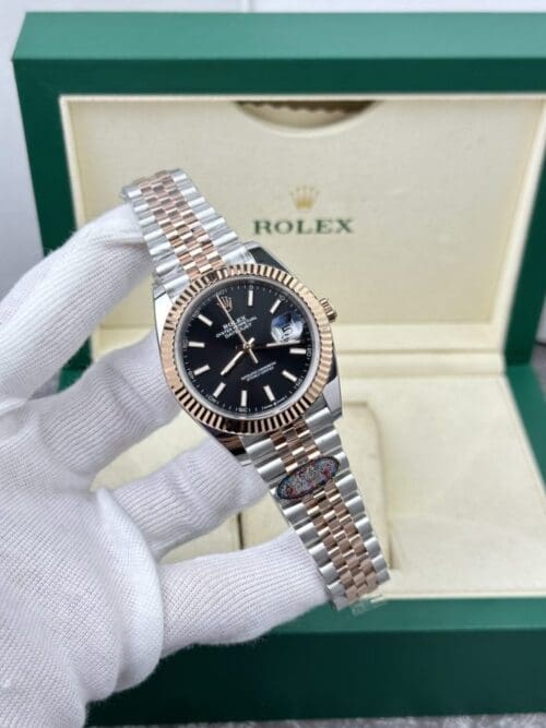 Rolex DateJust 126331 Demi Rose Gold Black Dial Clean Factory 41mm